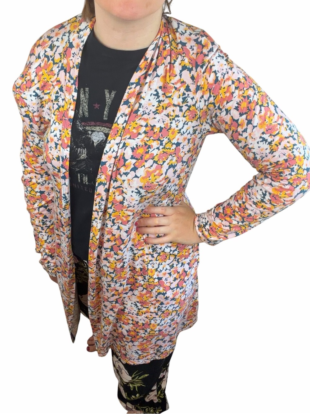 Lands’ End Plus Size Floral Lightweight Long Cardigan Sweater – Size 10/12